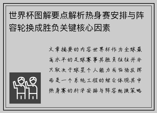 世界杯图解要点解析热身赛安排与阵容轮换成胜负关键核心因素